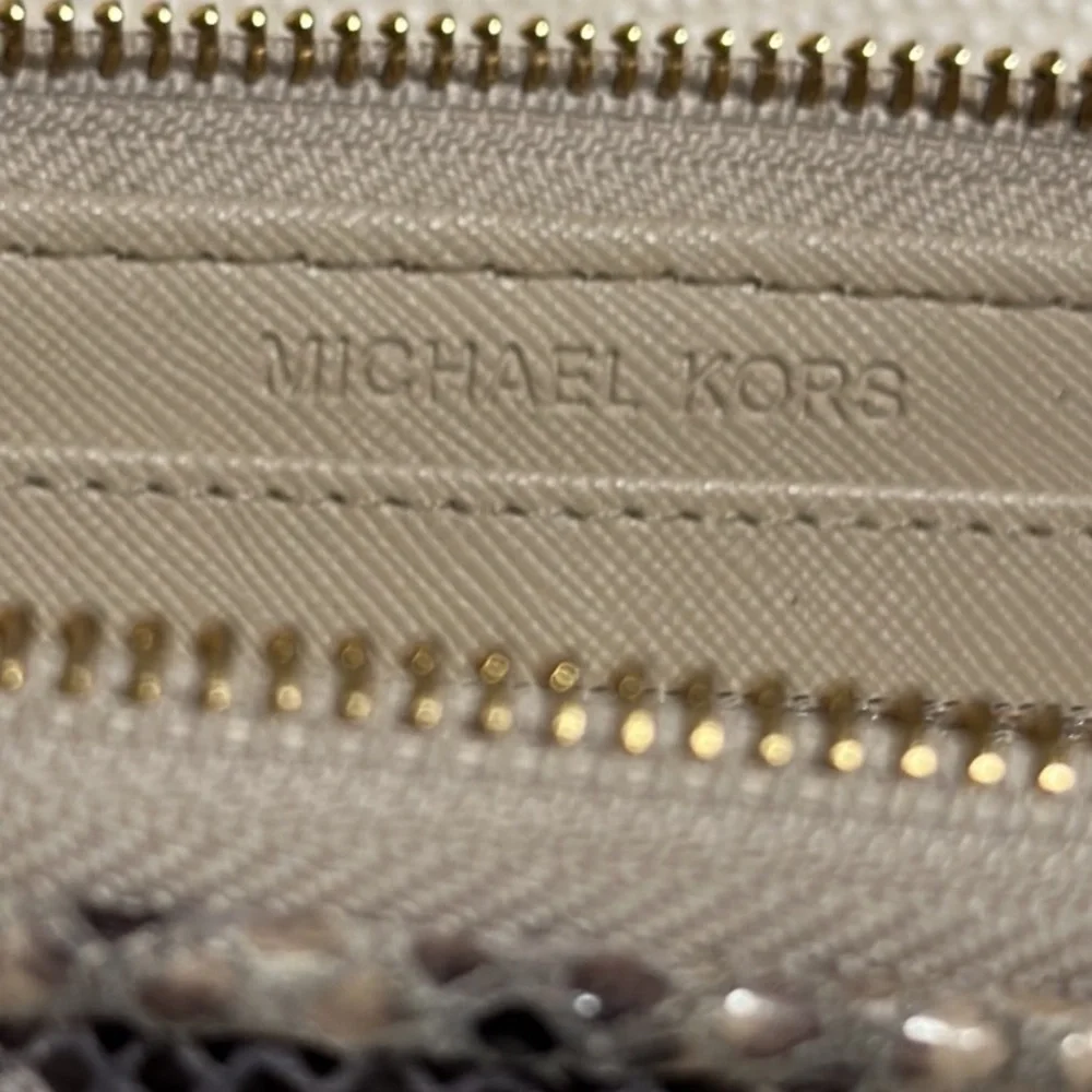 Michael Kors New Moxley Python Embossed Leather Continental Zip Clutch Wallet
